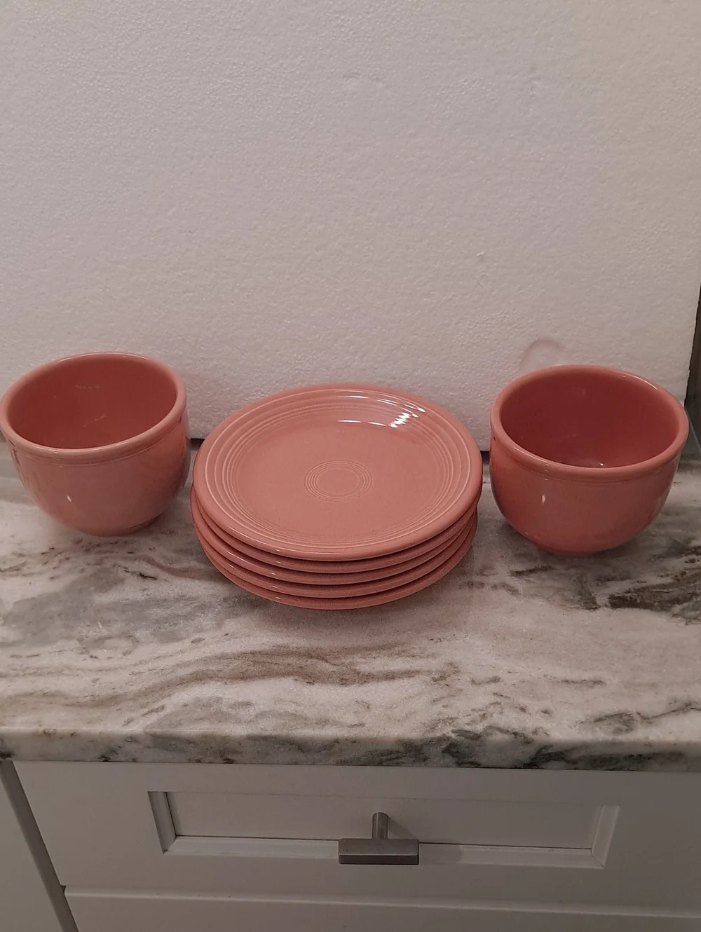 Homer Laughlin  FIESTA Coral Pink Dessert Plates and Bowls Set